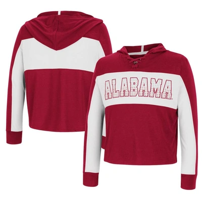 Shop Colosseum Girls Youth  Crimson Alabama Crimson Tide Galooks Hoodie Lace-up Long Sleeve T-shirt