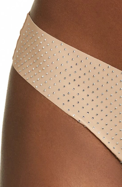 Commando Party Starter Crystal Thong In Fashion Icon Beige