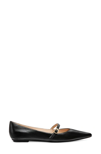 Stuart Weitzman Emilia Leather Mary Jane Point-toe Flats In Black