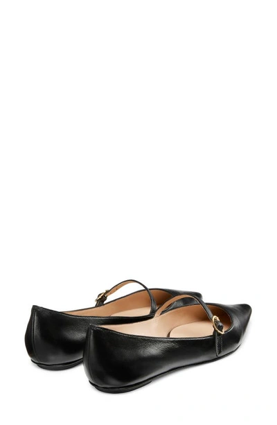 Stuart Weitzman Emilia Leather Mary Jane Point-toe Flats In Black