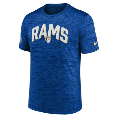 Shop Nike Royal Los Angeles Rams Sideline Velocity Athletic Stack Performance T-shirt