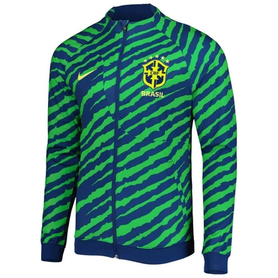 Shop Nike Blue/green Brazil National Team 2022 Academy Pro Anthem Performance Raglan Full-zip Jacket