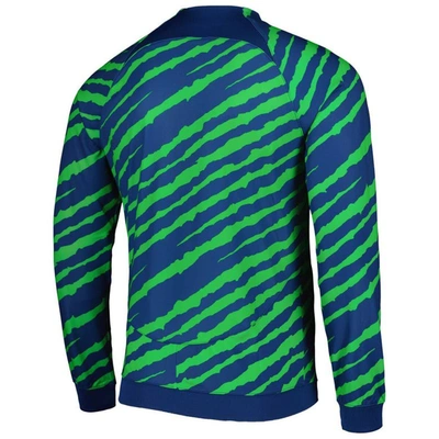 Shop Nike Blue/green Brazil National Team 2022 Academy Pro Anthem Performance Raglan Full-zip Jacket