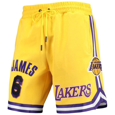 Shop Pro Standard Lebron James Gold Los Angeles Lakers Player Replica Shorts