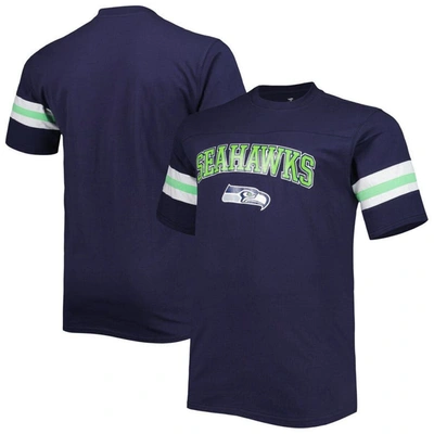Shop Profile College Navy Seattle Seahawks Big & Tall Arm Stripe T-shirt