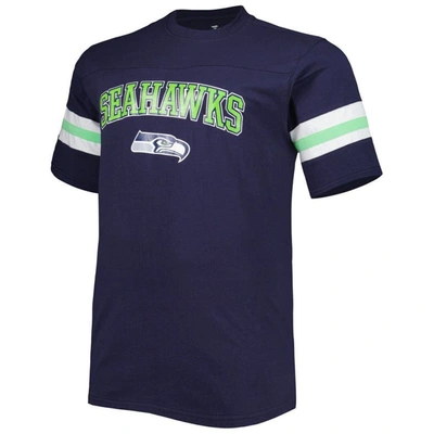 Shop Profile College Navy Seattle Seahawks Big & Tall Arm Stripe T-shirt