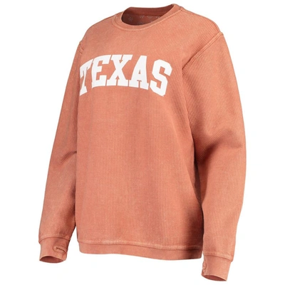 Shop Pressbox Texas Orange Texas Longhorns Comfy Cord Vintage Wash Basic Arch Pullover Sweatshirt In Burnt Orange