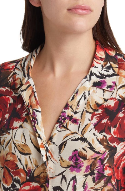 Shop Kobi Halperin Lola Floral Silk Button-up Shirt In Ivory Multi