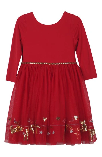 Shop Zunie Kids' Embroidered Sequin Dress In Red