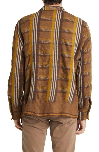 Shop Billy Reid Selvedge Plaid Wool Blend Button-up Camp Shirt In Brown Multi