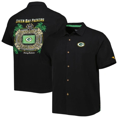 Shop Tommy Bahama Black Green Bay Packers Top Of Your Game Camp Button-up Shirt