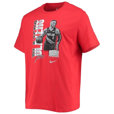 Shop Nike Damian Lillard Red Portland Trail Blazers Select Series Rookie Of The Year Name And Number T-sh