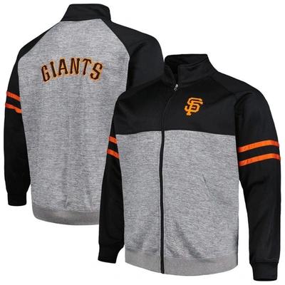 Shop Profile Black/heather Gray San Francisco Giants Big & Tall Raglan Full-zip Track Jacket