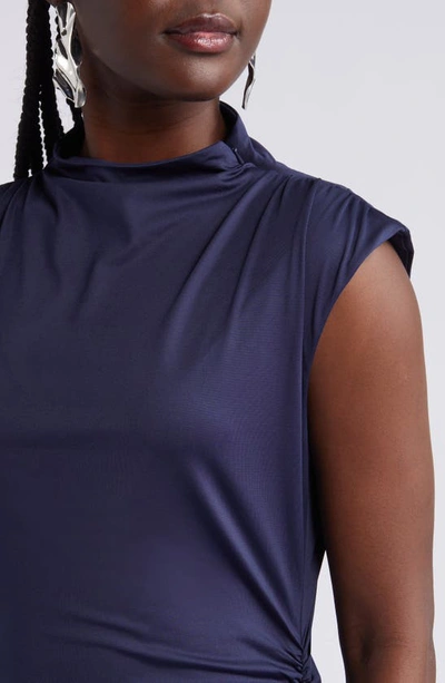 Shop Open Edit Ruched Body-con Midi Dress In Navy