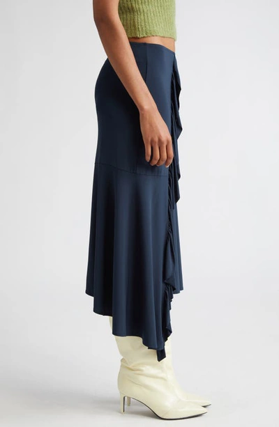 Shop Paloma Wool Gelly Cascade Ruffle Asymmetric Jersey Skirt In Dark Navy