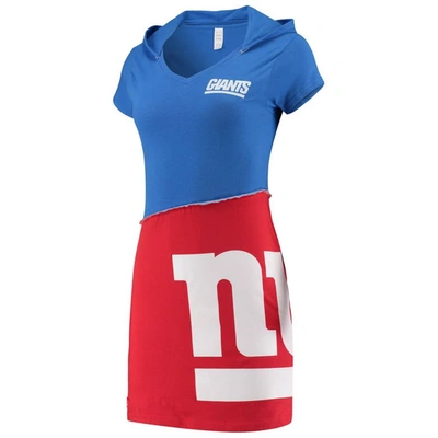 Shop Refried Apparel Royal/red New York Giants Sustainable Hooded Mini Dress