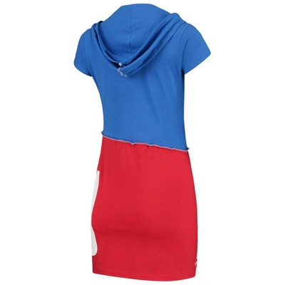 Shop Refried Apparel Royal/red New York Giants Sustainable Hooded Mini Dress