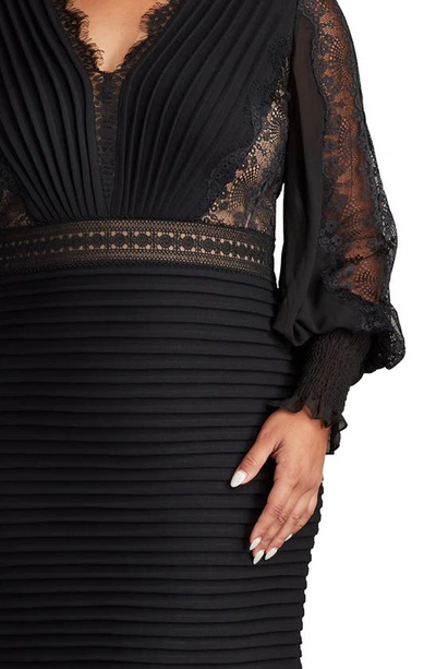 Shop Tadashi Shoji Lace Detail Long Sleeve Cocktail Dress In Black