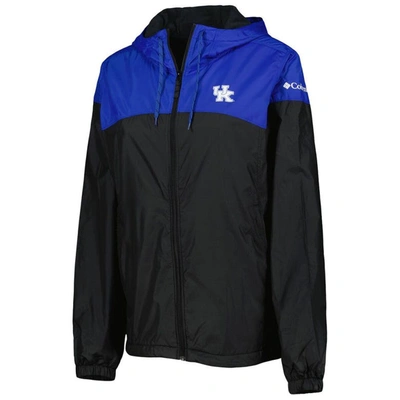 Shop Columbia Black/royal Kentucky Wildcats Flash Forward Full-zip Hoodie Windbreaker Jacket