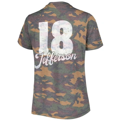 Shop Industry Rag Justin Jefferson Camo Minnesota Vikings Name & Number Tri-blend V-neck T-shirt