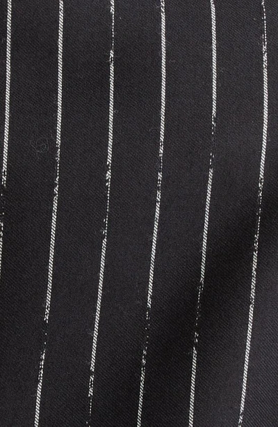 Shop Alexander Mcqueen Broken Stripe Asymmetric Wool Blazer In 1080 Black/ Ivory