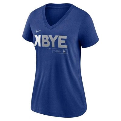 Shop Nike Los Angeles Dodgers Royal  K-bye Tri-blend V-neck T-shirt