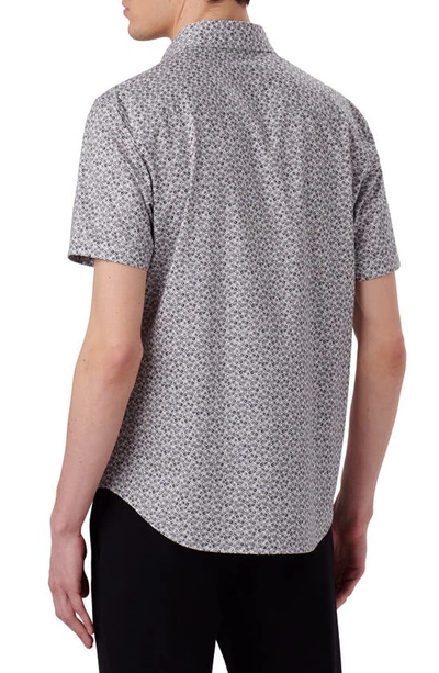 Shop Bugatchi Miles Ooohcotton® Abstract Print Short Sleeve Stretch Button-up Shirt In Chalk