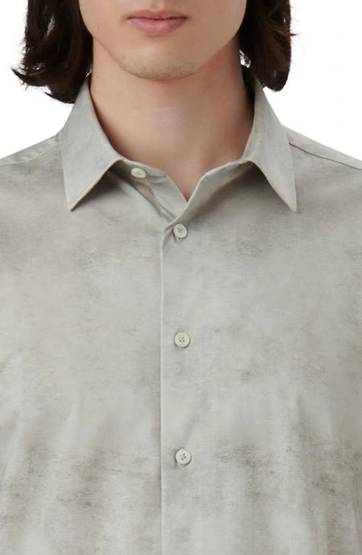 Shop Bugatchi Miles Ooohcotton® Airbrush Print Short Sleeve Button-up Shirt In Willow