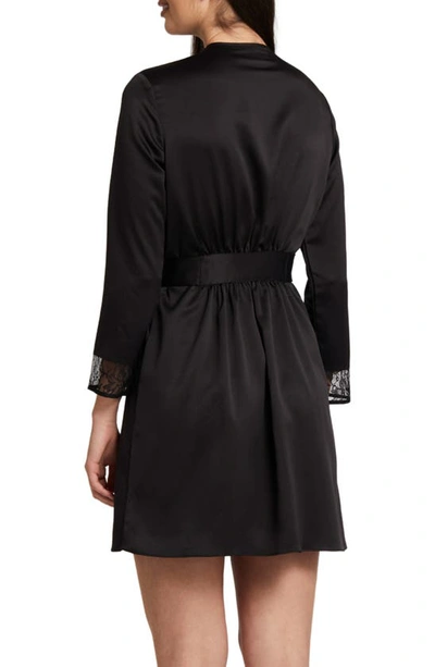 Shop Rya Collection Serena Lace Trim Charmeuse Wrap In Black