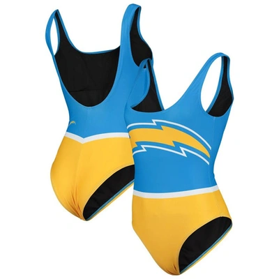 Shop Foco Powder Blue Los Angeles Chargers Team One-piece Swimsuit
