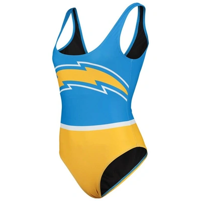 Shop Foco Powder Blue Los Angeles Chargers Team One-piece Swimsuit