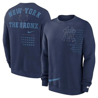 Shop Nike Navy New York Yankees Statement Ball Game Fleece Pullover Sweatshirt