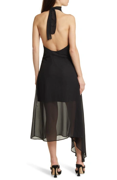 Shop Something New Cleo Halter Chiffon Dress In Black