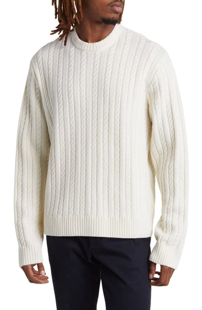 Shop Saturdays Surf Nyc Nico Cable Stitch Crewneck Merino Wool Sweater In Ivory