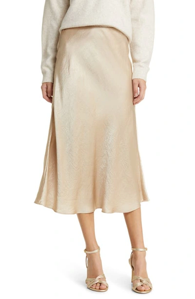 Shop Nordstrom Bias Cut Satin Midi Skirt In Tan Doeskin
