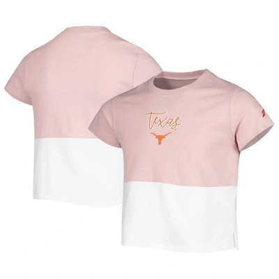 Shop League Collegiate Wear Girls Youth  Pink/white Texas Longhorns Colorblocked T-shirt