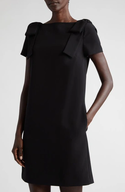 Carolina Herrera Bow Detail Bateau Neck Shift Dress In Black