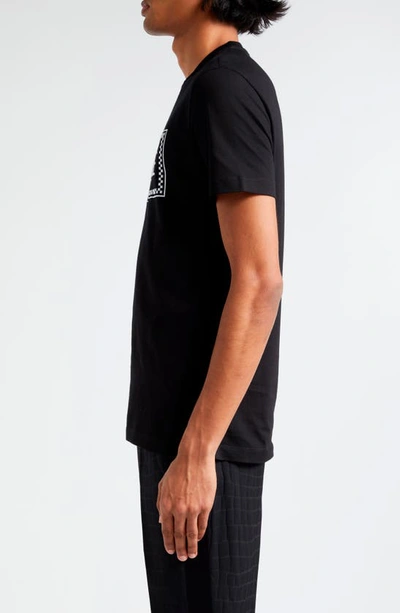 Shop Versace Embroidered Logo Cotton Jersey T-shirt In Black