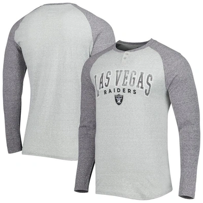Shop Concepts Sport Heather Gray Las Vegas Raiders Ledger Raglan Long Sleeve Henley T-shirt