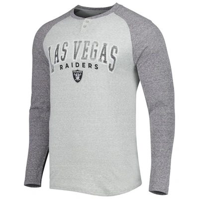 Shop Concepts Sport Heather Gray Las Vegas Raiders Ledger Raglan Long Sleeve Henley T-shirt