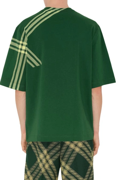 Shop Burberry Check Sleeve Cotton T-shirt In Ivy