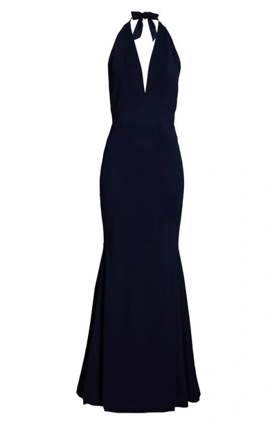 Dress The Population Camden Mermaid Hem Evening Gown In Navy