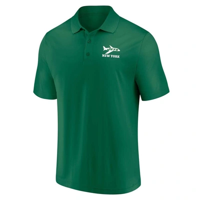 Shop Fanatics Branded White/green New York Jets Throwback Two-pack Polo Set
