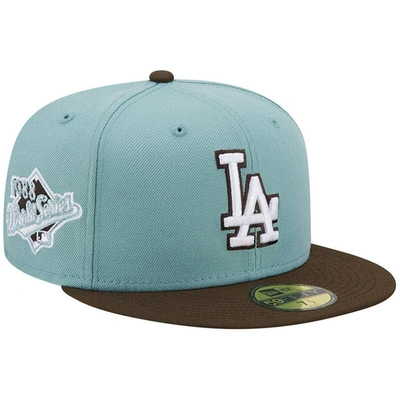 Shop New Era Light Blue/brown Los Angeles Dodgers  1988 World Series Beach Kiss 59fifty Fitted Hat