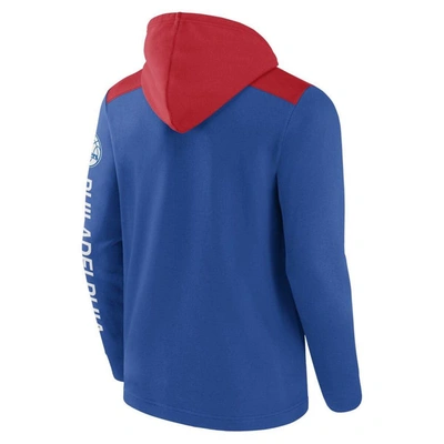 Shop Fanatics Branded Royal/red Philadelphia 76ers Skyhook Colorblock Full-zip Hoodie