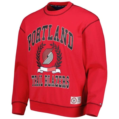 Shop Tommy Jeans Red Portland Trail Blazers Peter French Terry Pullover Crew Sweatshirt