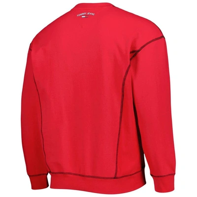 Shop Tommy Jeans Red Portland Trail Blazers Peter French Terry Pullover Crew Sweatshirt
