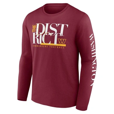 Shop Fanatics Branded Burgundy Washington Commanders Hometown Collection Sweep Long Sleeve T-shirt