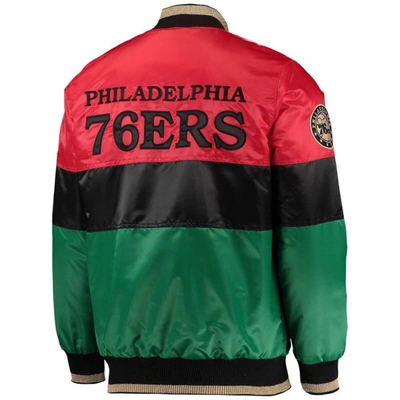 Shop Starter Red/black/green Philadelphia 76ers Black History Month Nba 75th Anniversary Full-zip Jacket