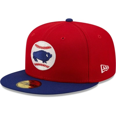 Shop New Era Red Buffalo Bisons Authentic Collection 59fifty Fitted Hat